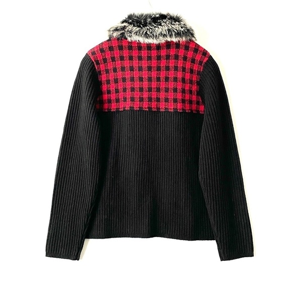 Woolrich Ribbed Knit Wool Cardigan with Faux Fur Collar - Picture 2 of 4